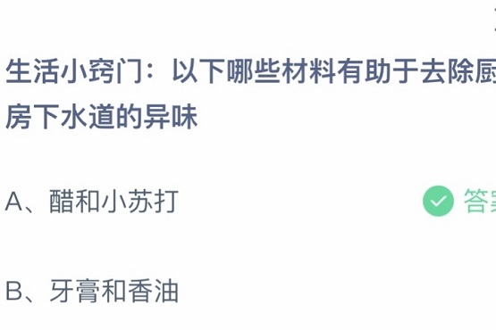 以下哪些材料有助于去除厨房下水道的异味